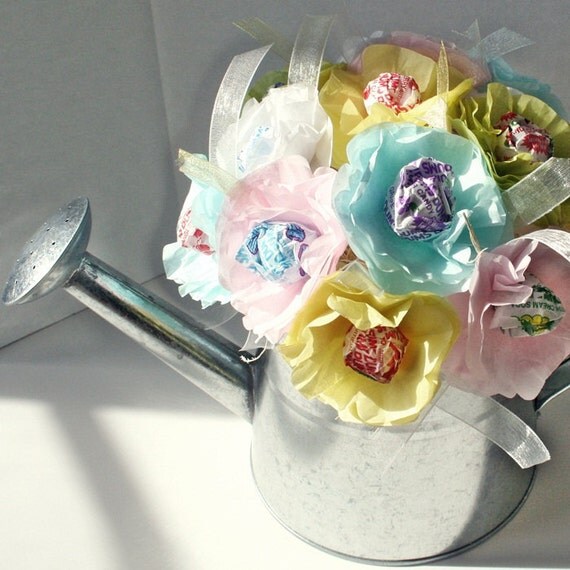 Tissue Paper Flowers Suckers Lollipops Spring by myknapsackdreams