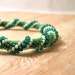 Bead Crochet Bracelet, Emerald Green Bangle Bracelet, Spiral Beadwork Bracelet, Women's Beaded Jewelry, Beaded Crochet