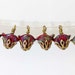 Handcrafted Czech Deep Red Picasso Flowers with Swarovski Crystal and Aged Brass Dangles Charms Drops Jewelry Components - 6