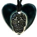 Day of the Dead Skull Ceramic Necklace in Midnight Teal