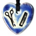 Scissor and Comb Ceramic Heart in Purple and Blue Crackle