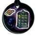 Police Box in Space Ceramic Necklace in Purple and Black