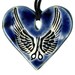 Scissors with Wings Ceramic Necklace in Dark Blue