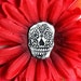 Day of The Dead Hair Clip with Ceramic Sugar Skull Center in Red