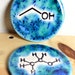 Alcohol Chemistry Ceramic Coasters Set of TWO in Blue-Green Crackle VERS 2