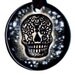 Calavera or Sugar Skull Ceramic Necklace In Speckled Gray