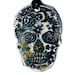Space Day of the Dead Skull Ceramic Necklace in Crackle Glass Large