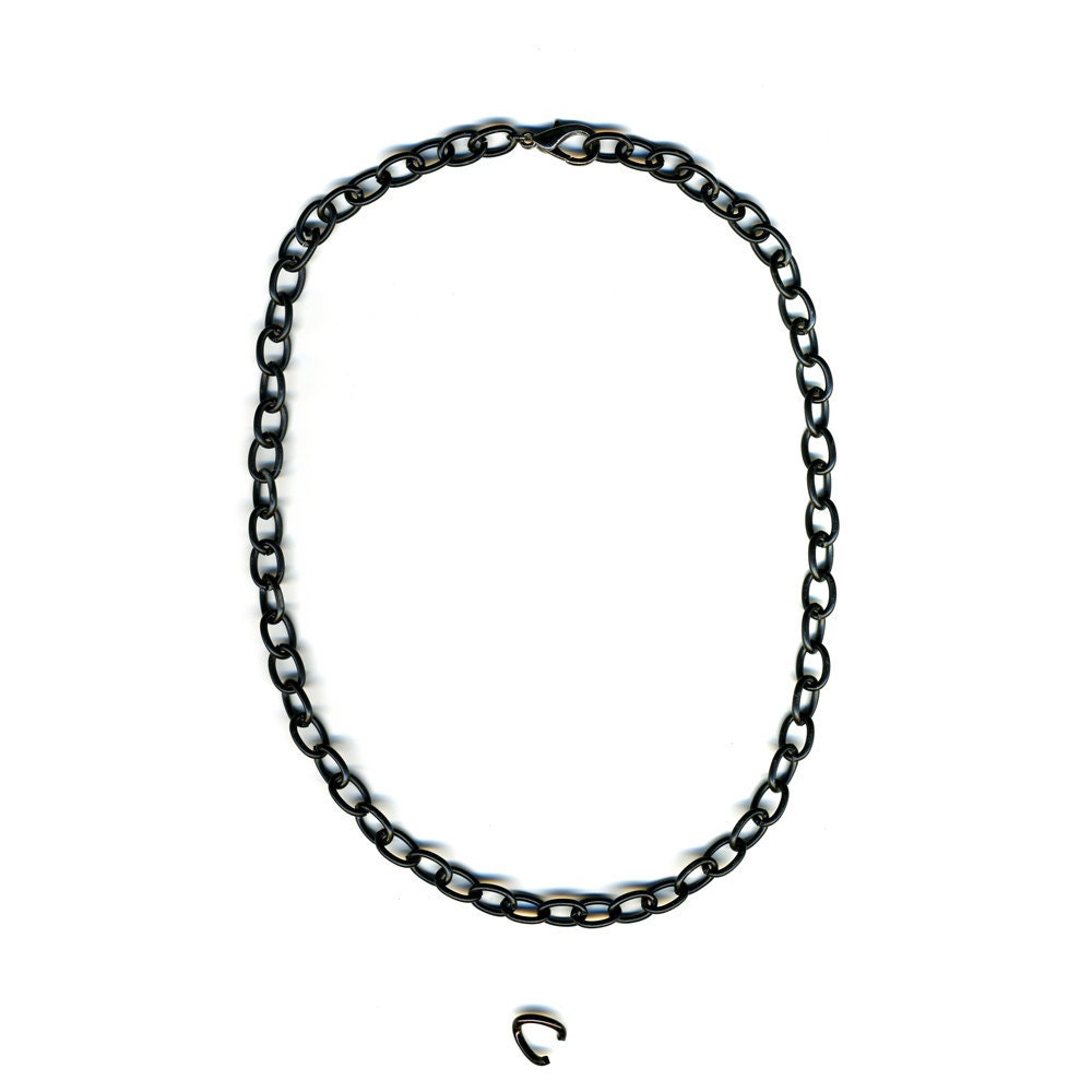 Up to 20 inch Black Steel Chain with Clasp and Jump Ring