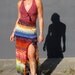 Reserved for KATE Rainbow Kaleidoscope Crochet Dress Halter Long Gown Upcycled Vintage and Yarn Leftovers by Krisztina Lazar