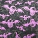 HALLOWEEN BATS purple on black cotton knit fabric 42" x 60"