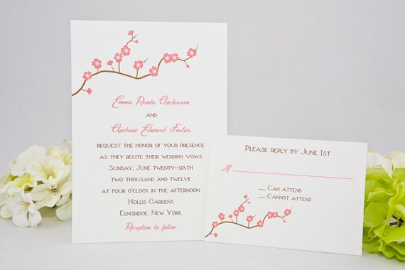 Cherry Blossom Wedding Invitation Pink Cherry Blossom