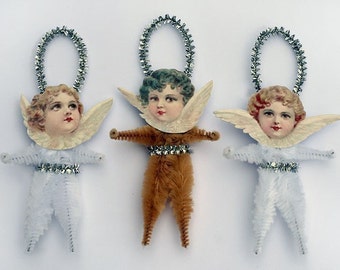 Victorian Christmas Angel Chenille Ornaments