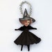 Set of 2 Chenille Witch Halloween Ornaments - Vintage Style