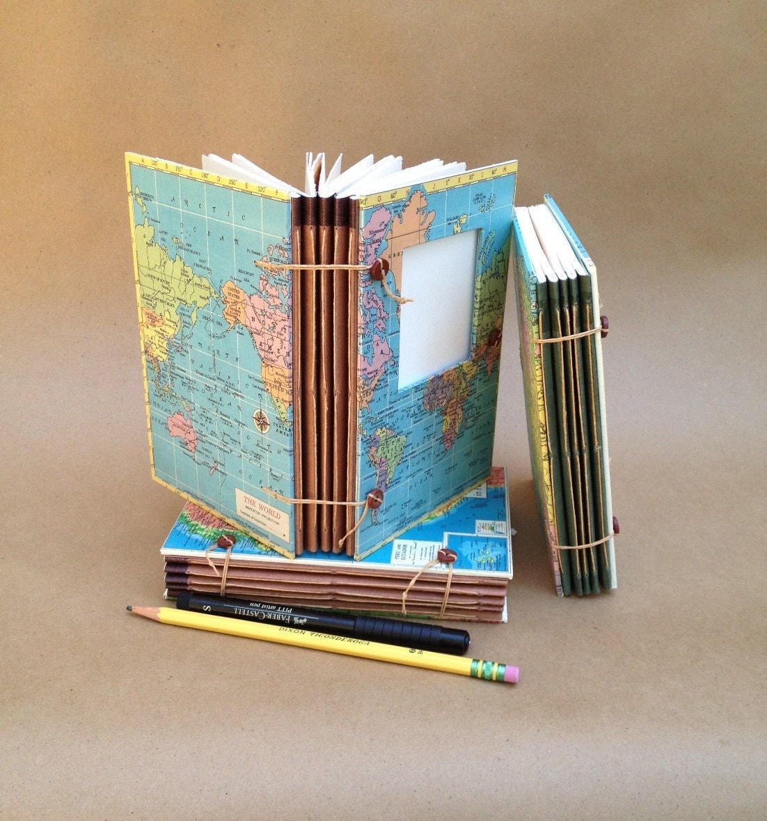 Midsize Expandable Travel Journal with Custom Map Pockets
