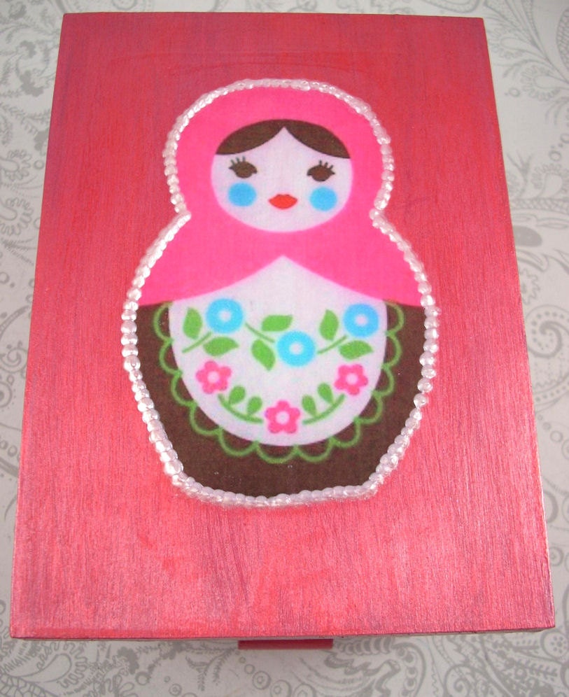 Hot Pink Russian Nesting Doll Stash Jewelry Box