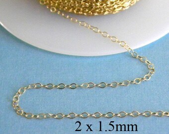 50 ft - 14k Gold Filled Flat Cable Chain 2 x 1.5mm