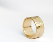Gold Wedding Band - 14k - 14 karat gold - Rustic Hammered Texture - 10mm wide