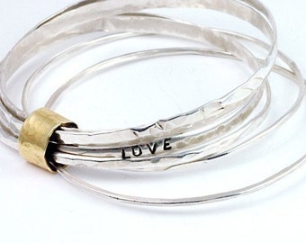 Stacking Bangle Bracelet - Silver Bangles - Stacking Bracelets - Stacking Bracelets - Luxe Jewelry - Bracelet Set - Gift for Her B1036