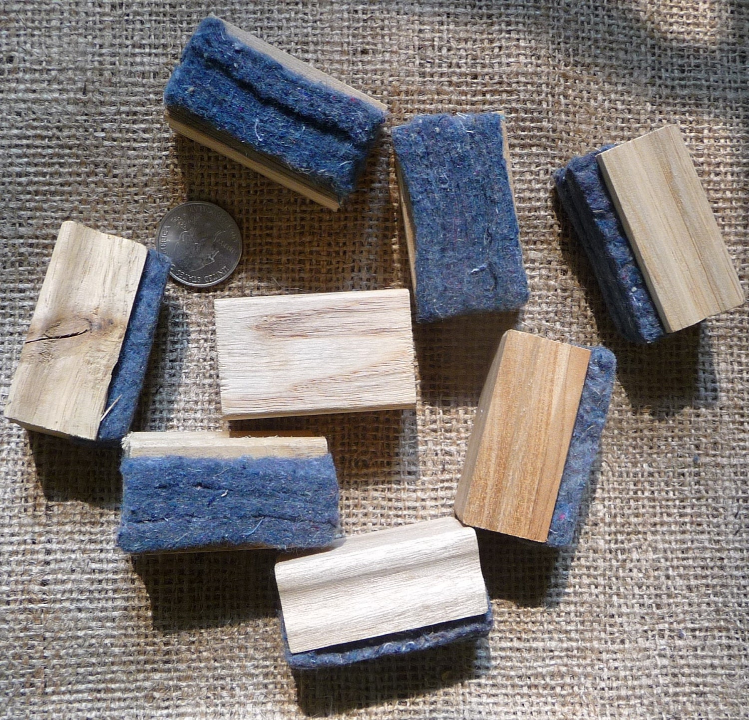 8 Chalkboard Erasers 2 Inch Miniature wood