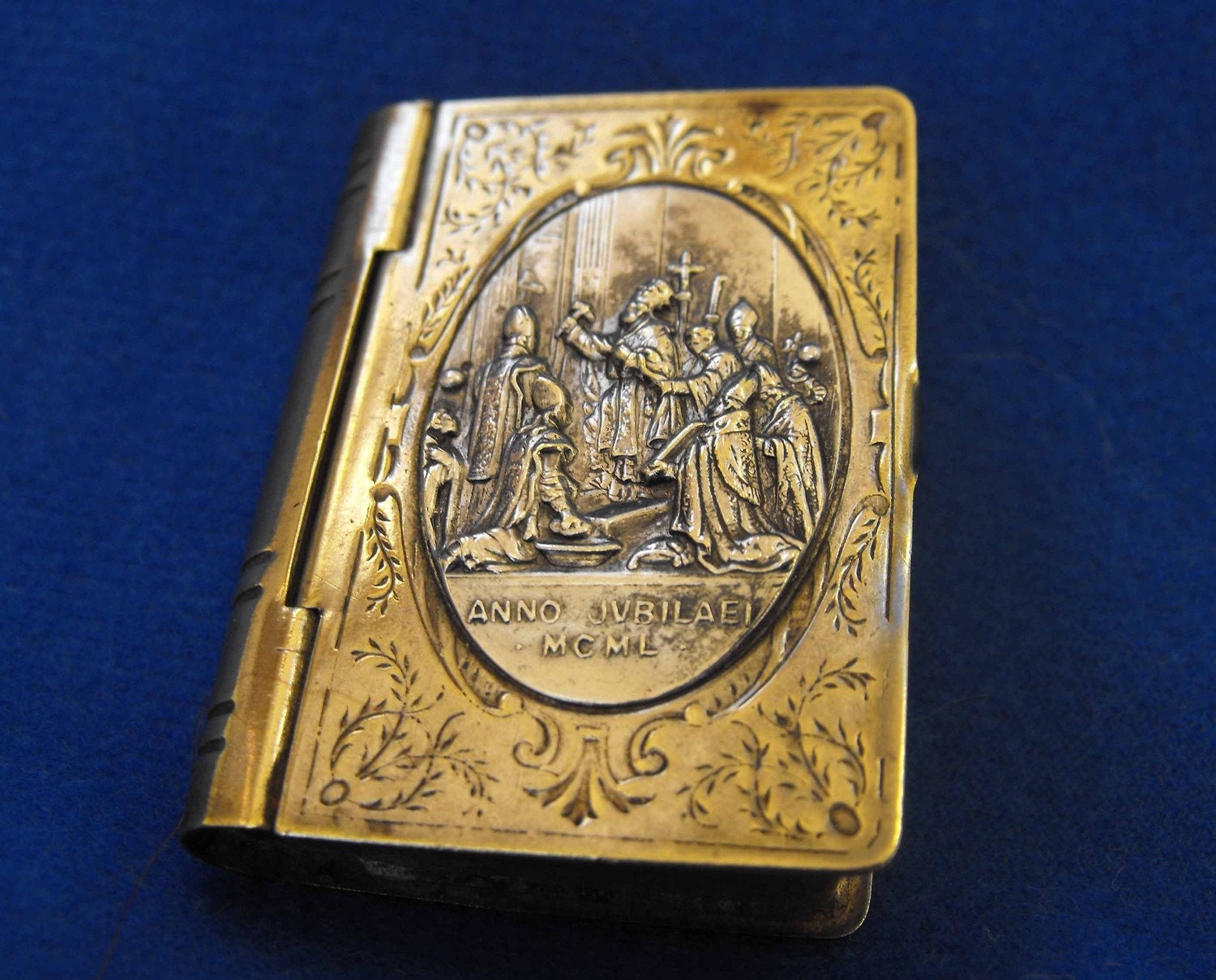 Vintage Rosary and Case Silver and Brass Miniature Bible