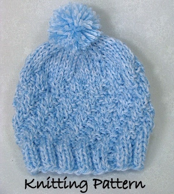 PDF Knitting Pattern Newborn Hat Diagonal Rib