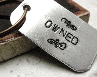 Owned Keychain, BDSM keychain, fetish keychain, slave keychain, gift for slave, sub keychain, optional personalized initial disc