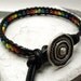 Rainbow Single Wrap Beaded Leather Bracelet, gunmetal button for clasp, lgbt, gay pride,READY TO SHIP, please read listing