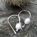 Pearl Open Hoop sterling silver earrings pearl earrings