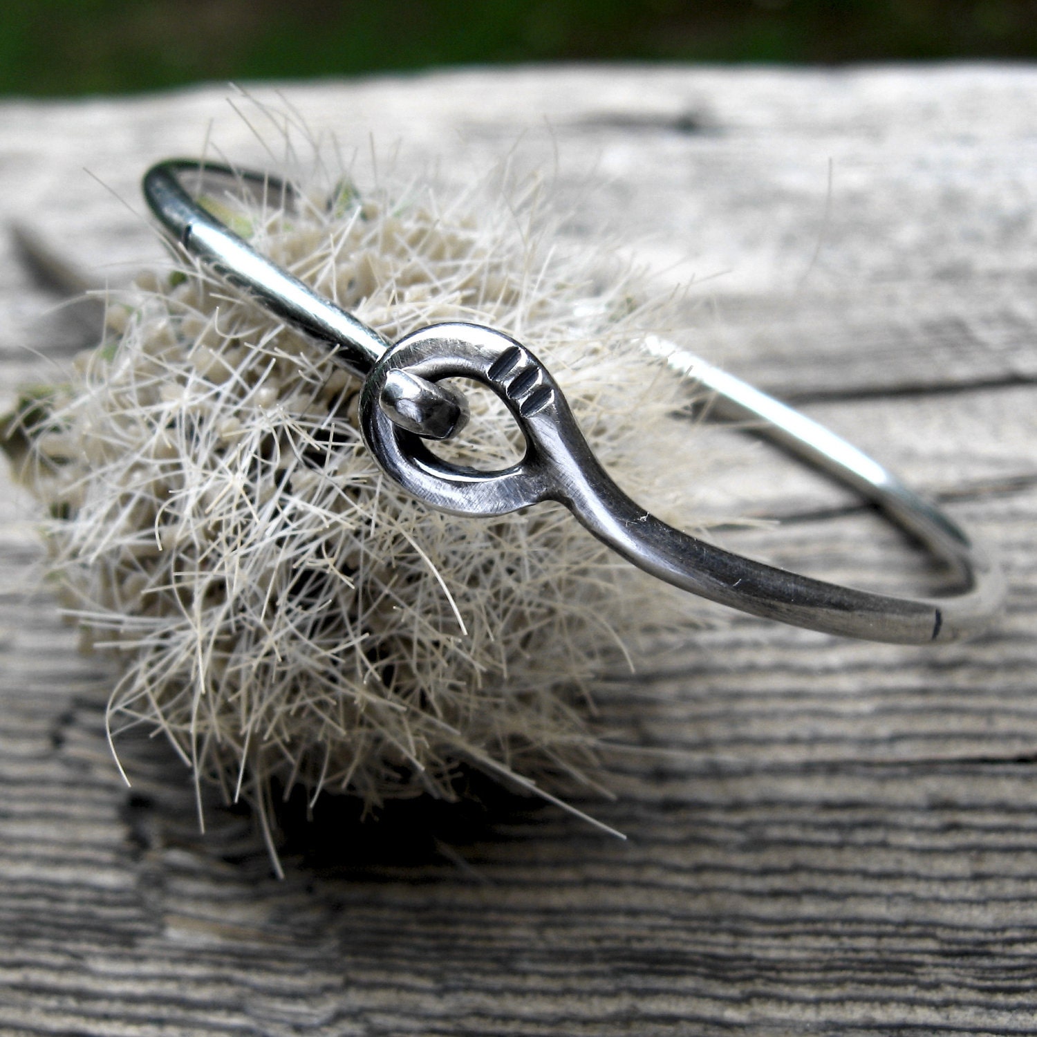 Textured sterling silver bangle bracelet