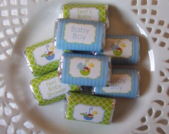 Printable Noahs Ark Boy Baby Shower Mini Candy Bar Wrappers