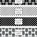 Printable Black and White Damask and Polka Dot Wedding Water Bottle Wrappers
