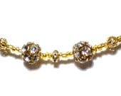 New Year's Gold & Crystal Beaded Bracelet Gold Fiiligree Beads
