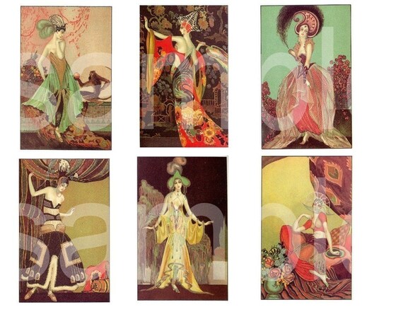 Download Items similar to Vintage Exotic Art Deco Fashion Divas ...