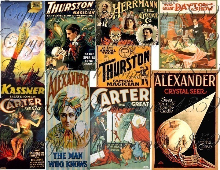 Vintage MAGIC Posters ILLUSIONISTS Sheet 2 Digital Collage