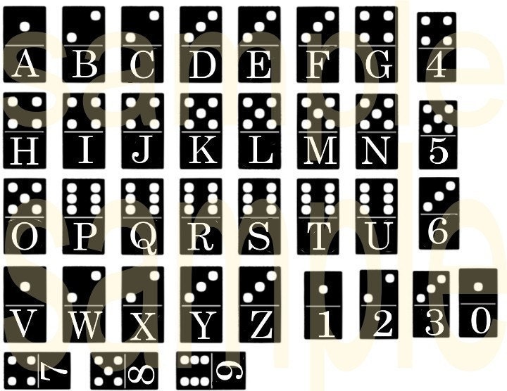 Altered DOMINO Alphabet Letters and Numbers Charm SIze Digital