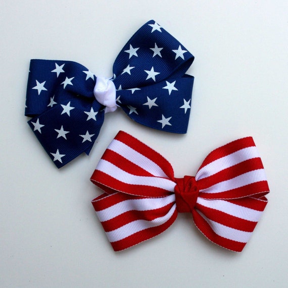 Patriotic Bow Set in Red White and Blue