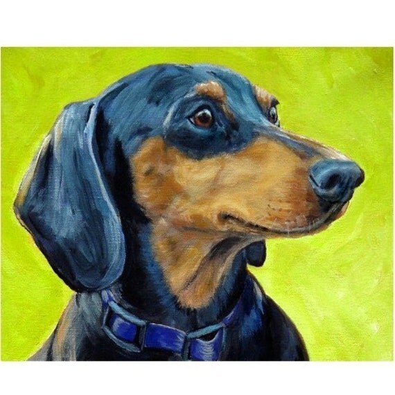 Dachshund Dog Art Print by Dottie Dracos Doxie Profile on