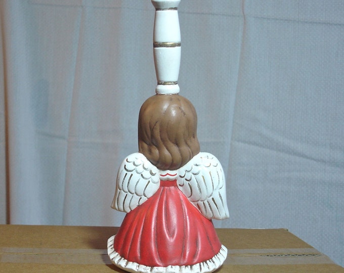 Praying Angel Collectible Ceramic 9" Bell Red and White
