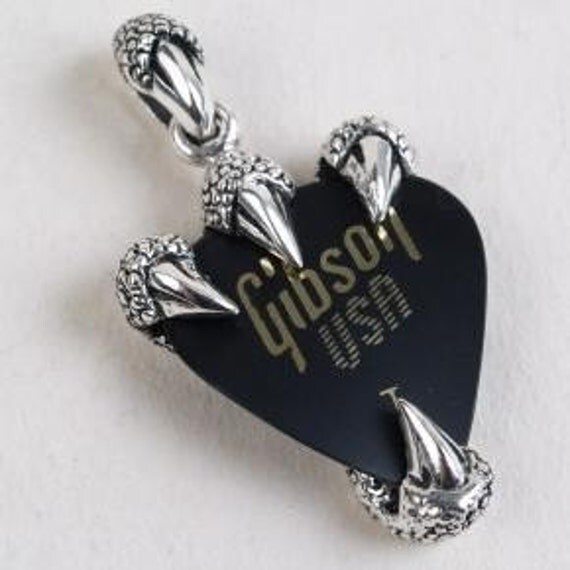 Sterling Silver Talons Guitar Pick Holder Necklace Pendant