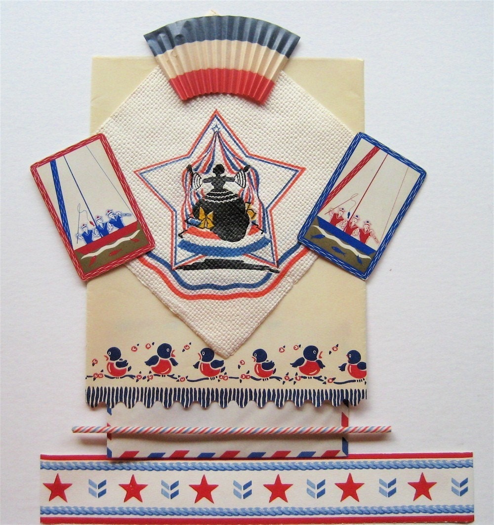 Vintage Red White and Blue Patriotic Flag Collage Pack Bundle