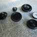 VINTAGE BUTTON MAGNETS - Black Refrigerator Magnets - Upcycled Note Holders
