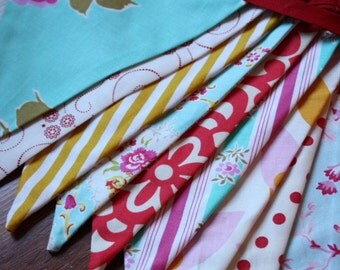 Wedding Bunting, Carnival Theme Fabric Flag Banner. Designer's Choice Featuring Yellow, Aqua, Red, Pink...