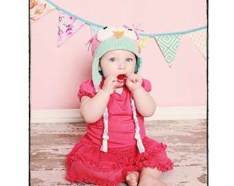 Bunting Banner Garland, Birthday Party Decoration, Photography Prop, Wedding Decoration. Lavender, pink, aqua. Medium Sized Flags.