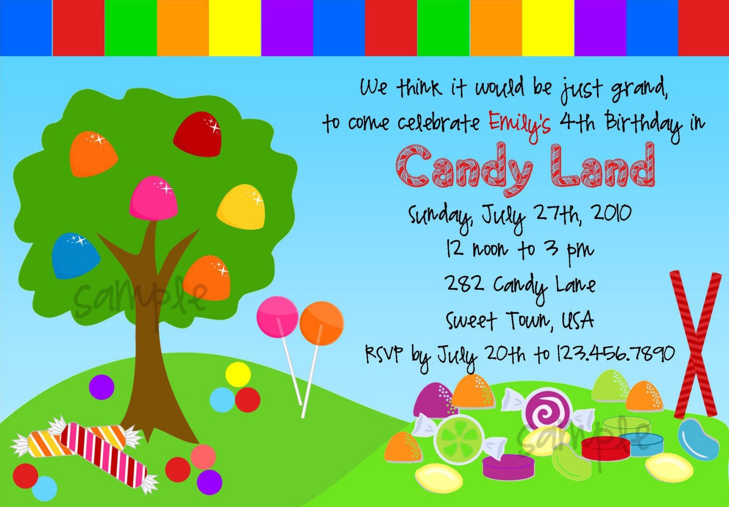 DIY Printable Candy Theme Invitation birthday digital file
