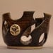 SUPER SALE Handmade Ceramic Yarn Bowl Dark Brown with Leafy Button