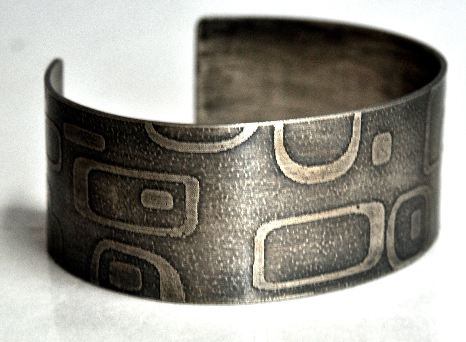 Mod Etched Sterling Silver Cuff Bracelet