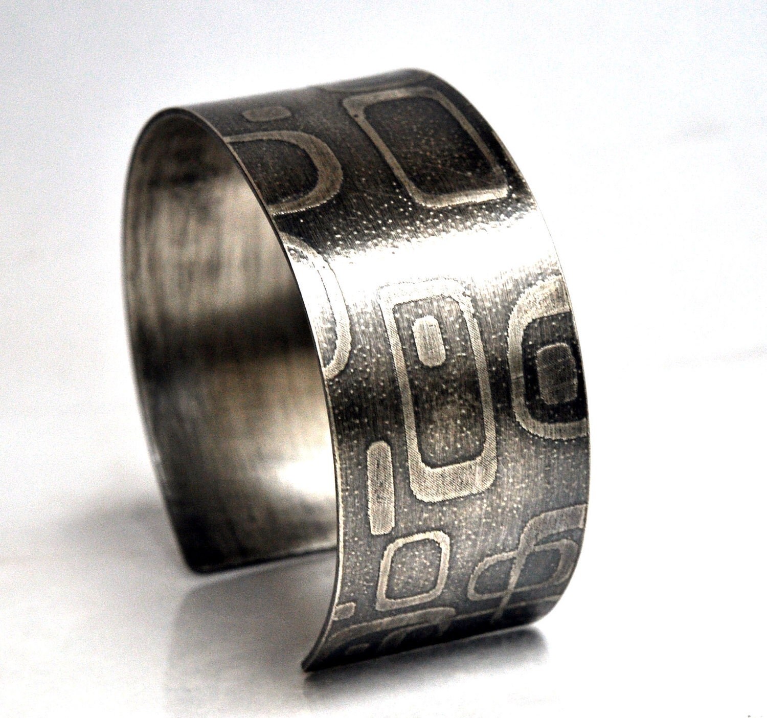 Mod Etched Sterling Silver Cuff Bracelet