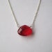 Red Briolette Necklace, Faceted Red Glass Briolette Sterling Silver Chain Necklace