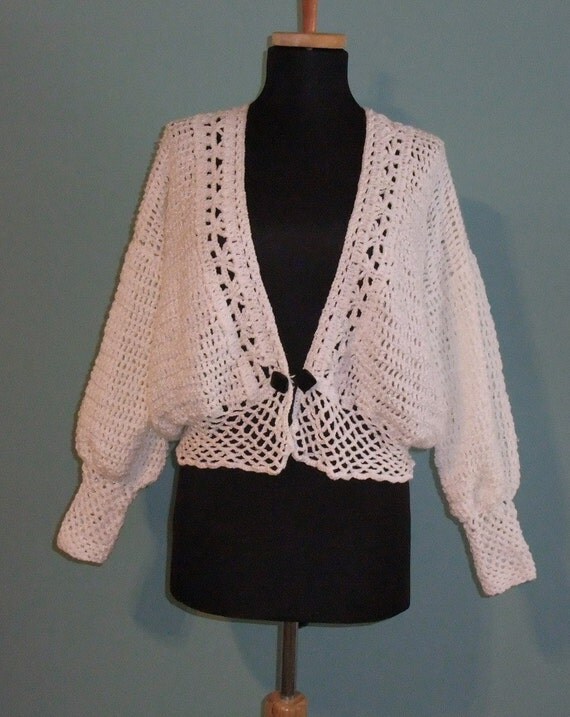 crochet jacket pattern winter Crochet Vintage MaxllyDesigns White Short Jacket Winter style by