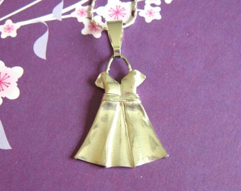 Silver Origami Party Dress Pendant